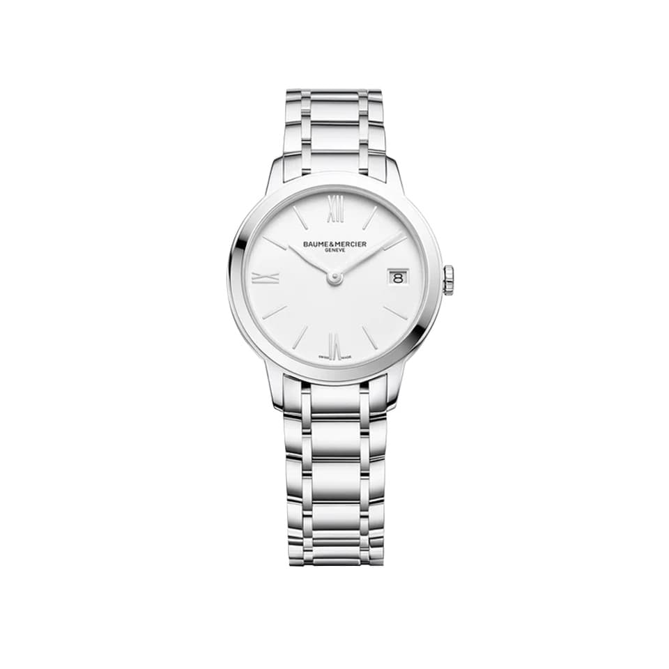 Baume & Mercier Classima Quartz 31mm Watch MOA10335 - white dial with date display at 3 O'clock