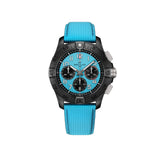 Breitling Avenger B01 Chronograph 42mm Watch SB0146101L1X1 displays its turquoise dial in a military-inspired shade, built for the toughest cockpits. The ceramic case and unidirectional ratcheted bezel define the Night Mission's aviation-grade construction.