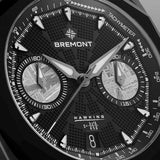 Bremont Supernova Chronograph 'Hawking' Automatic 41mm Watch SN41-CHR-DLC-HWK-B — A close-up highlights the genuine meteorite sub-dial texture and Hawking's black hole entropy equation printed at 6 o'clock.