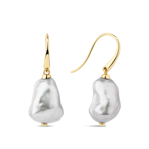 South Sea Keshi Pearl Drop Earrings in 18ct Yellow Gold Hardy Brothers Jewellers