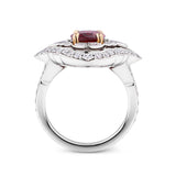 VAULT® 2.83 Carat Oval Cut Mozambique Ruby and 1.53 Carat Diamond Ring in 18ct White and Rose Gold