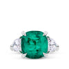 VAULT® 5.40 Carat Colombian Emerald and 0.84 Carat Half Moon Diamond Trilogy Ring in 18ct White Gold