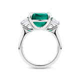 VAULT® 5.40 Carat Colombian Emerald and 0.84 Carat Half Moon Diamond Trilogy Ring in 18ct White Gold
