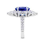 VAULT® 7.80 Carat Oval Cut Tanzanite and 4.91 Carat Diamond Halo Ring in 18ct White Gold