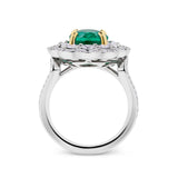 VAULT® 3.65 Carat Oval Cut Zambian Emerald and 1.24 Carat Diamond Ring in 18ct White and Yellow Gold