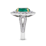 VAULT® 3.65 Carat Oval Cut Zambian Emerald and 1.24 Carat Diamond Ring in 18ct White and Yellow Gold