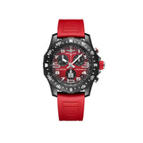 Breitling Endurance Pro Quartz Chronograph 44mm Watch X823109A1K1S1 displays its distinctive IRONMAN® red dial with a compass scale bidirectional bezel. The lightweight Breitlight® case is 3.3 times lighter than titanium and 5.8 times lighter than stainless steel.