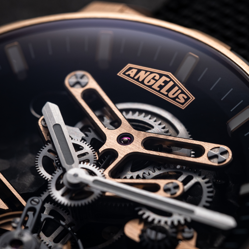 Hardy Brothers Jewellers Angelus Chronodate Gold Black Watch 0CDZE.B01A.K009B