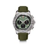 Breitling Avenger B01 Chronograph 44.00MM Green Dial Stainless Steel Military Calfskin Strap AB0147101L1X1