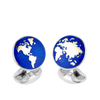 Sterling Silver Enamel World Cufflinks