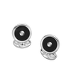 Sterling Silver Round Cufflinks with Onyx and Diamond