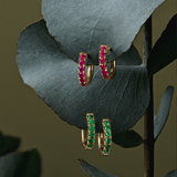 Emerald Huggie Earrings in 18ct Yellow Gold