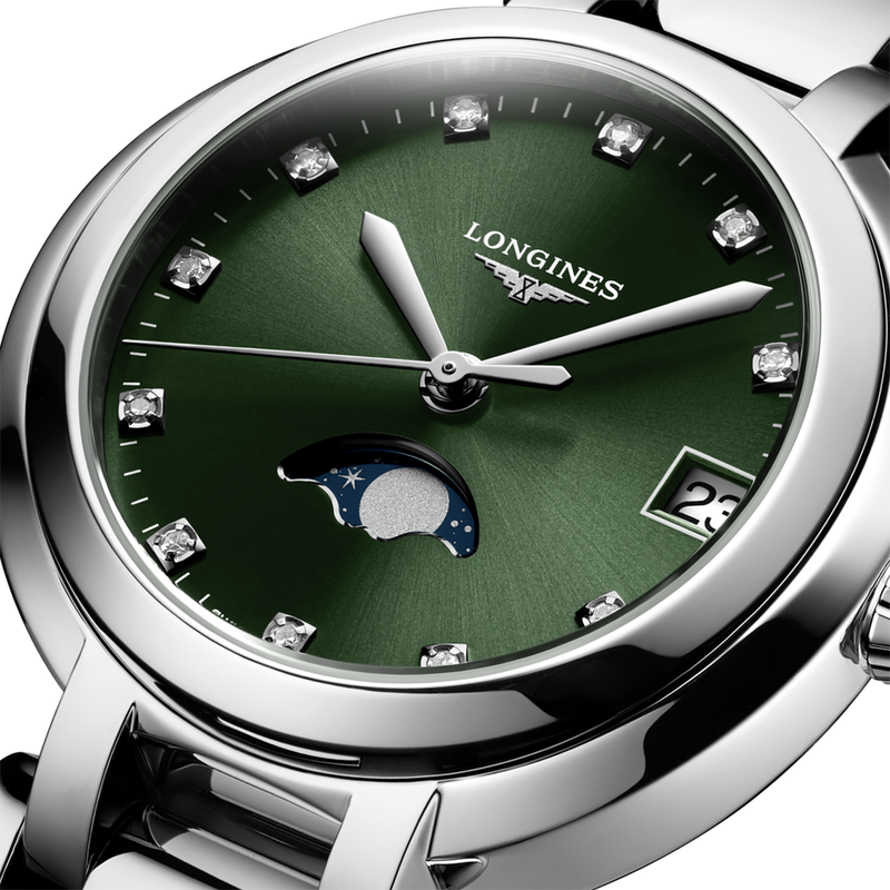 Watch Longines PrimaLuna Green 30.50mm L8.115.4.67.6 Hardy Brothers Jewellers