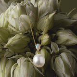 Australian Opal and South Sea Pearl Pendant in 18ct Yellow Gold