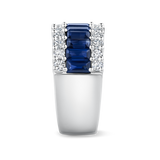 Baguette Statement Sapphire and Diamond Ring in 18ct White Gold