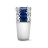 Baguette Statement Sapphire and Diamond Ring in 18ct White Gold Hardy Brothers Jewellers