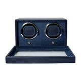 WOLF Cub Double Watch Winder with Cover Blue