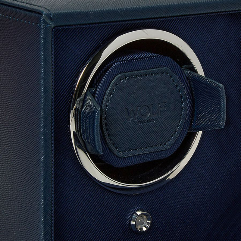 WOLF Cub Double Watch Winder with Cover Blue