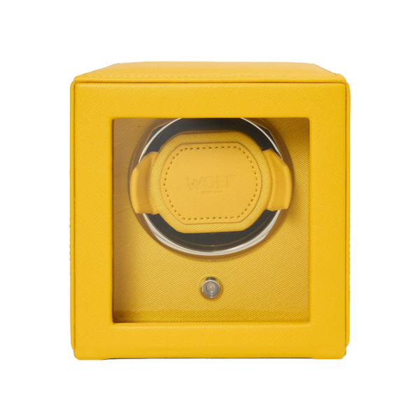 WOLF Cub Single Watch Winder with Cover Yellow