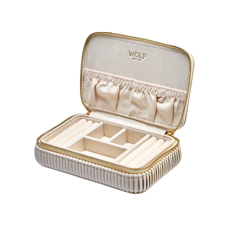 WOLF Bella Zip Jewellery Case Bone