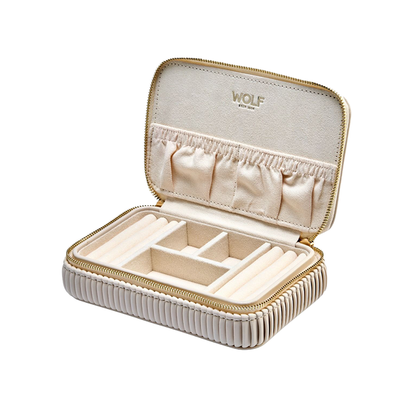 WOLF Bella Zip Jewellery Case Bone