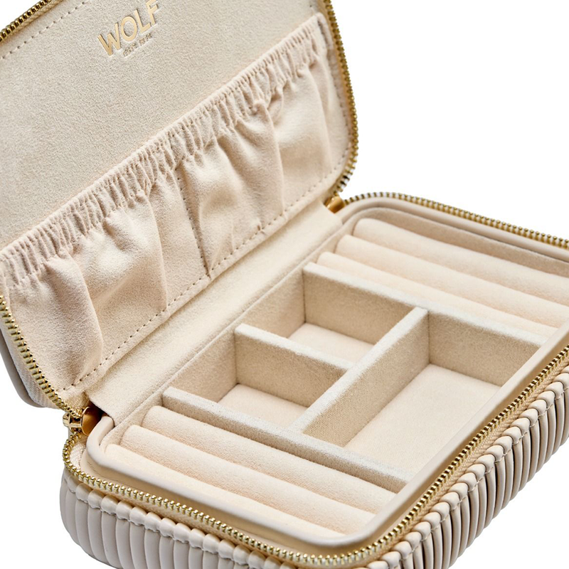 WOLF Bella Zip Jewellery Case Bone