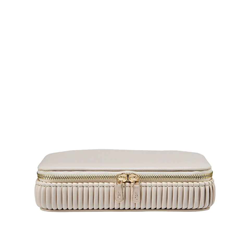 WOLF Bella Zip Jewellery Case Bone