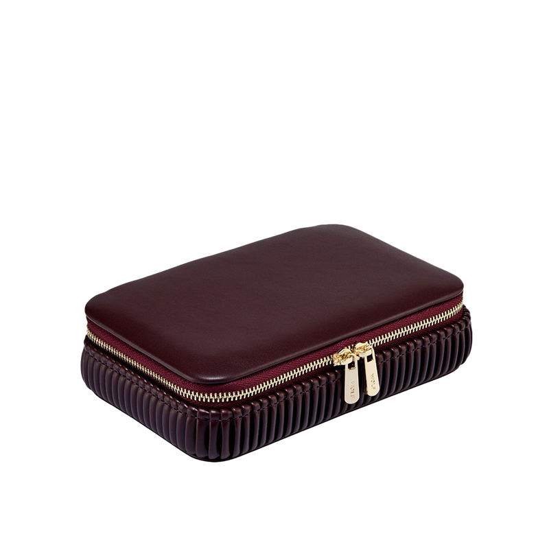 WOLF Bella Zip Jewellery Case Bordeaux