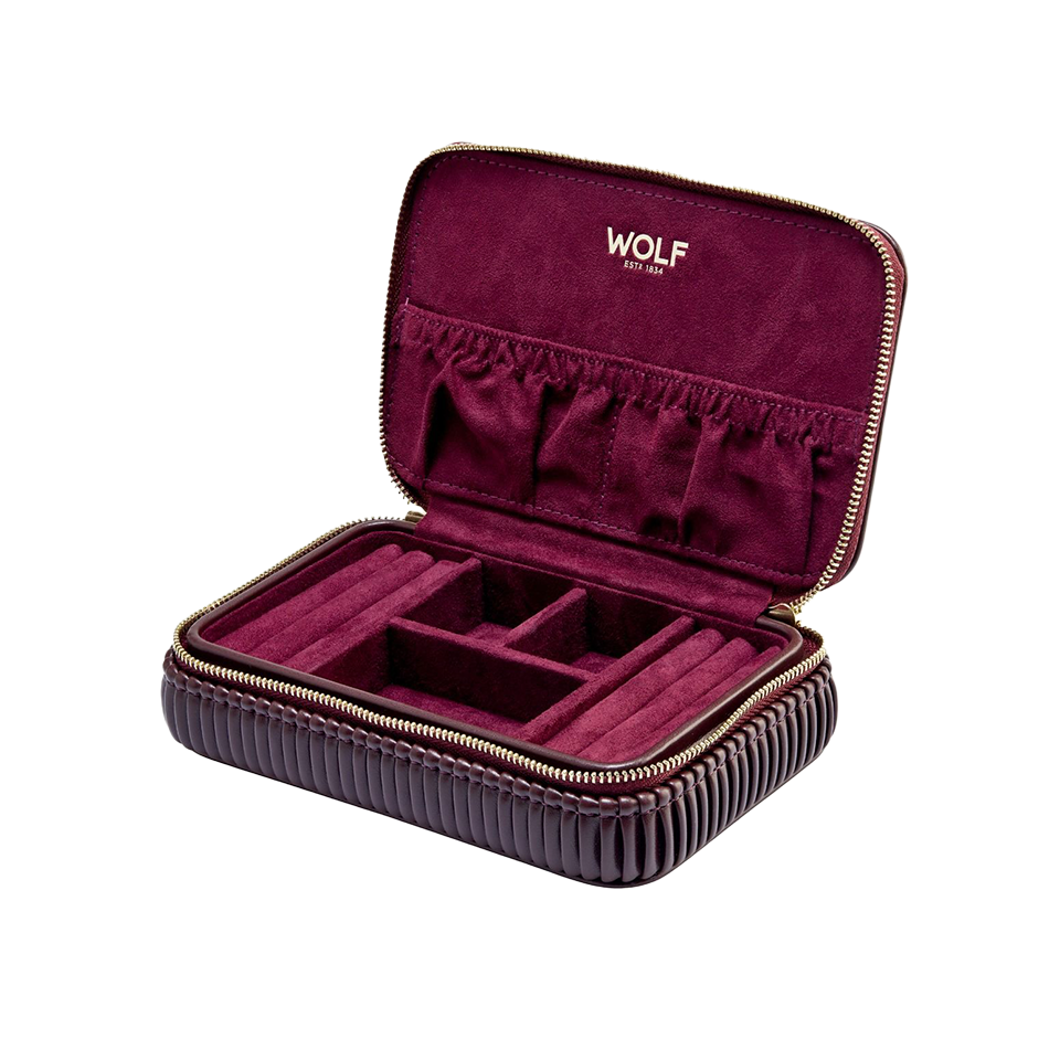 WOLF Bella Zip Jewellery Case Bordeaux