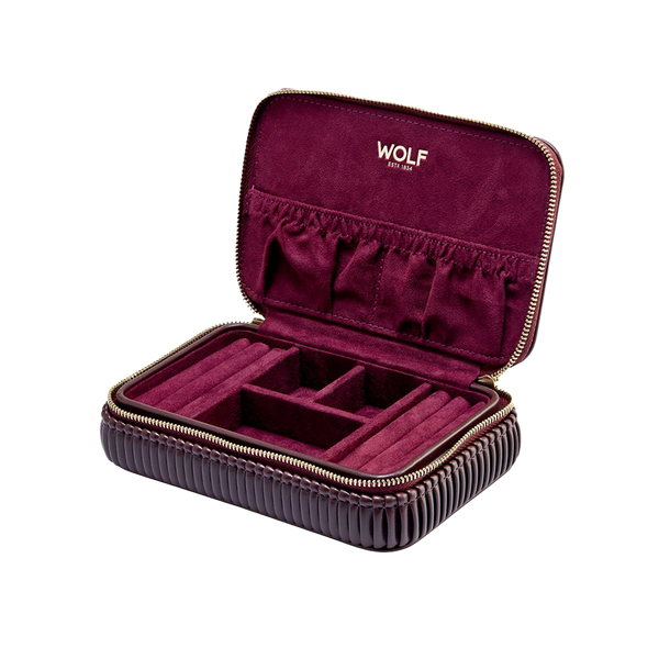 WOLF Bella Zip Jewellery Case Bordeaux