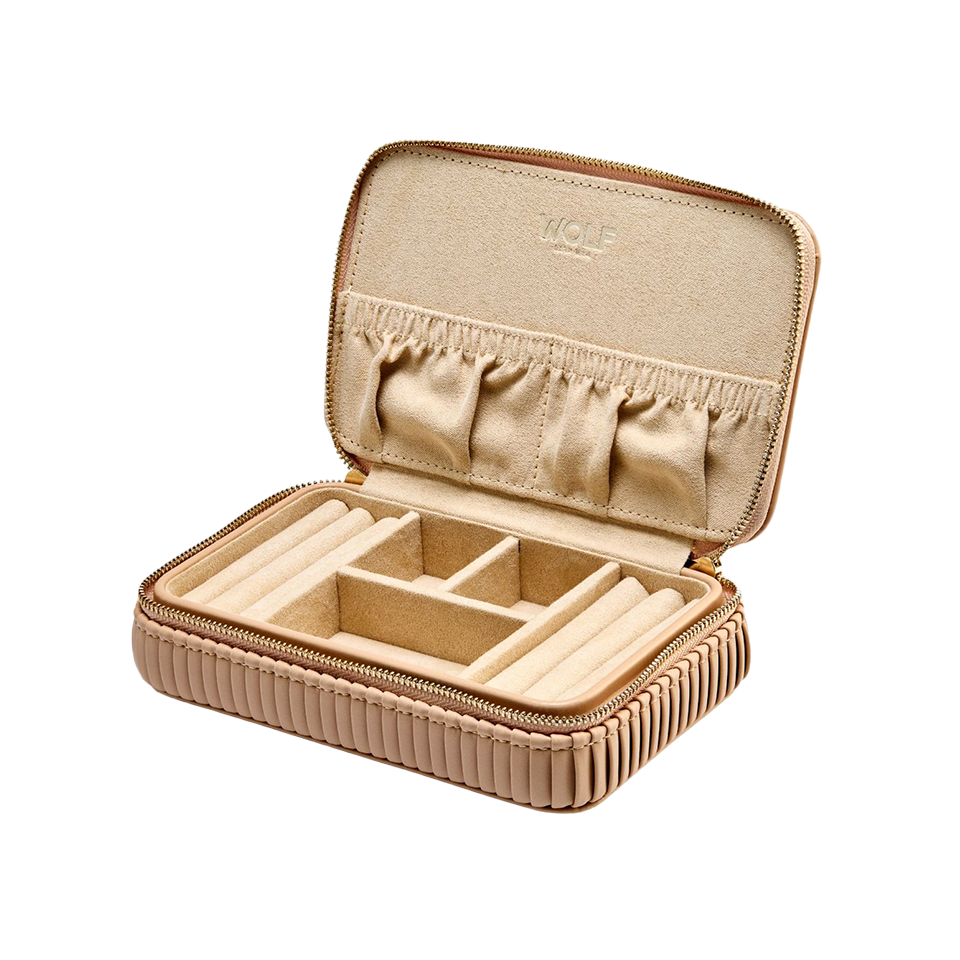 WOLF Bella Zip Jewellery Case Mocha