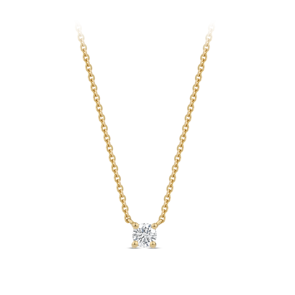 0.10 Carat Solitaire Diamond Necklace in 18ct Yellow Gold Hardy Brothers Jewellers