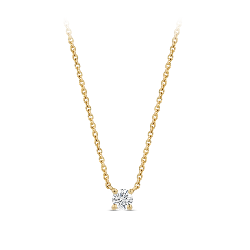 0.10 Carat Solitaire Diamond Necklace in 18ct Yellow Gold Hardy Brothers Jewellers