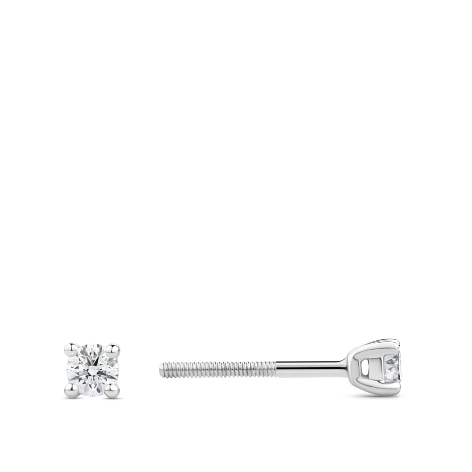 0.20 Carat Solitaire Round Brilliant Diamond Stud Earrings in 18ct White Gold Hardy Brothers Jewellers