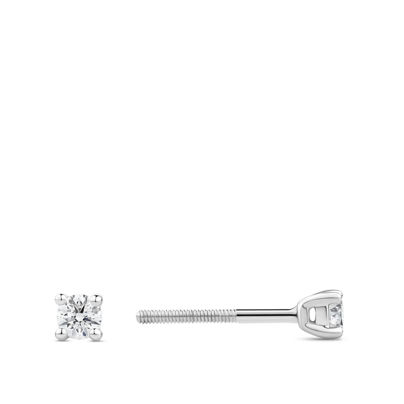 0.20 Carat Solitaire Round Brilliant Diamond Stud Earrings in 18ct White Gold Hardy Brothers Jewellers
