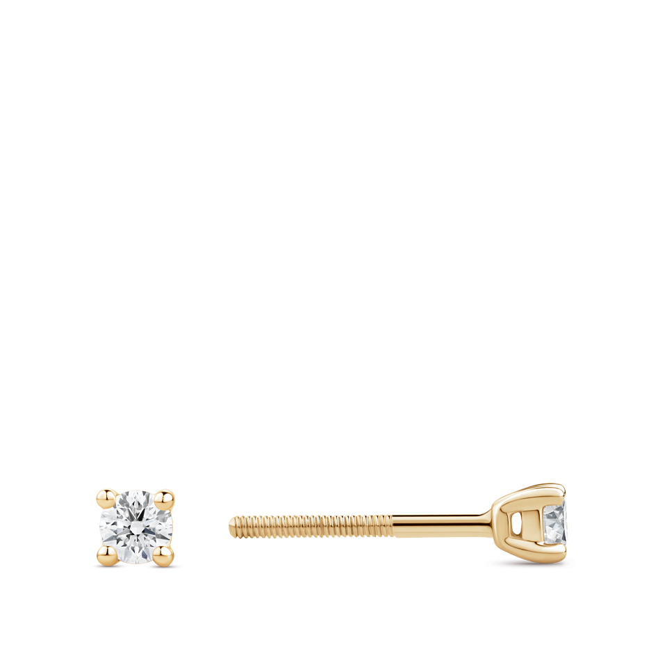 0.20 Carat Solitaire Round Brilliant Diamond Stud Earrings in 18ct Yellow Gold Hardy Brothers Jewellers