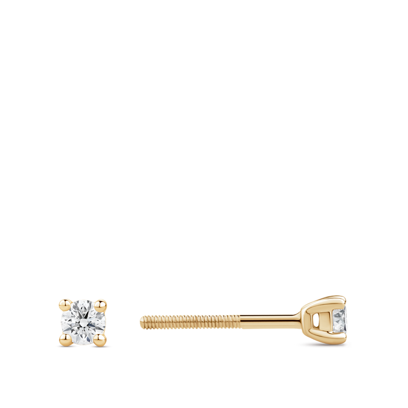 0.20 Carat Solitaire Round Brilliant Diamond Stud Earrings in 18ct Yellow Gold Hardy Brothers Jewellers