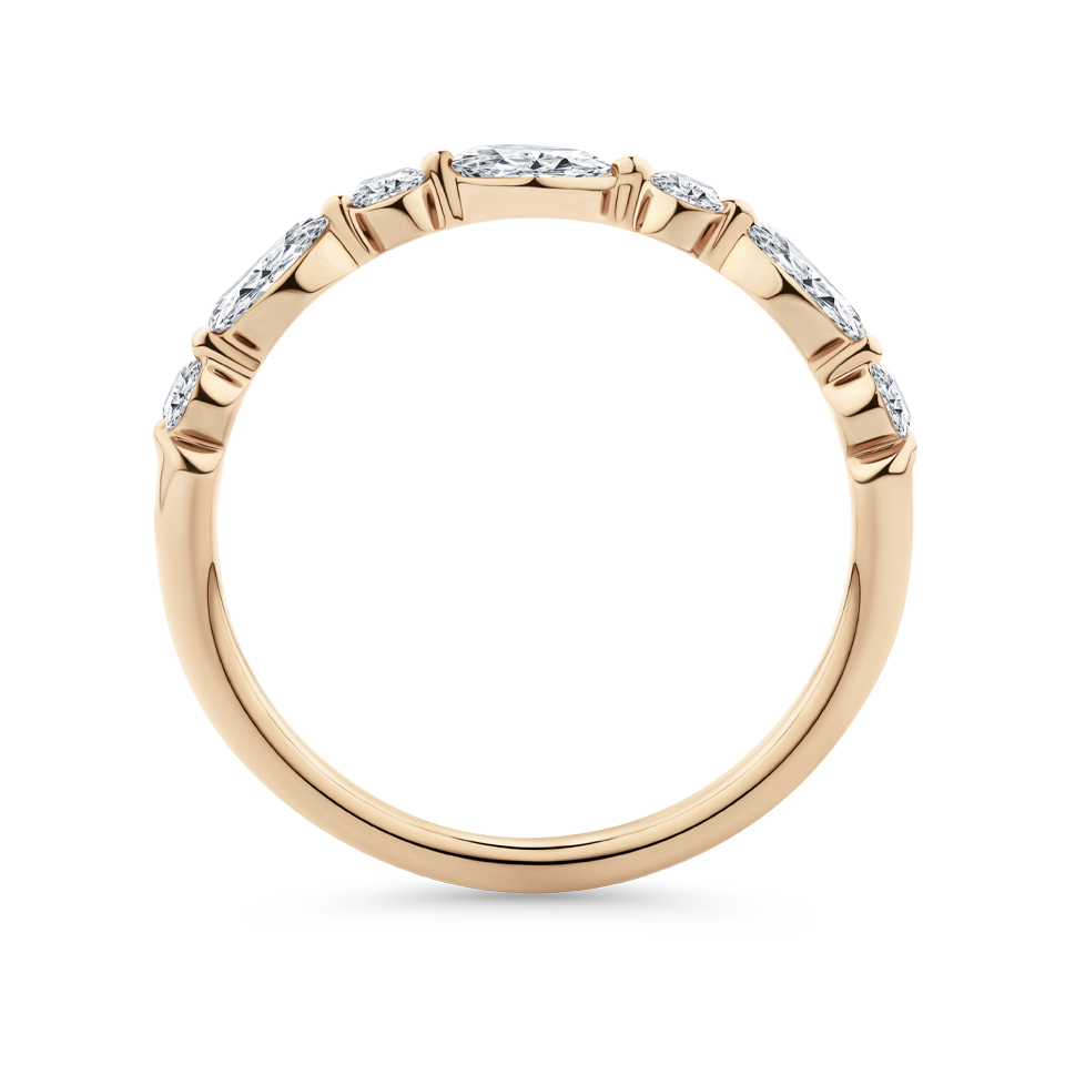 0.42 Carat Marquise and Round Brilliant Cut Diamond Wedding Ring in 18ct Rose Gold Hardy Brothers Jewellers