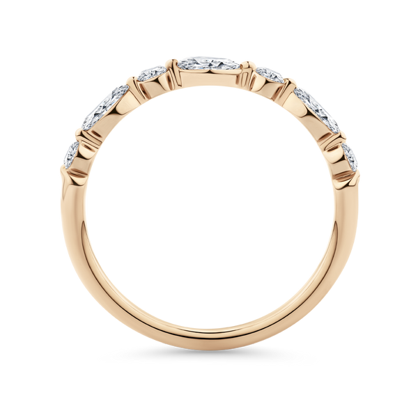 0.42 Carat Marquise and Round Brilliant Cut Diamond Wedding Ring in 18ct Rose Gold Hardy Brothers Jewellers