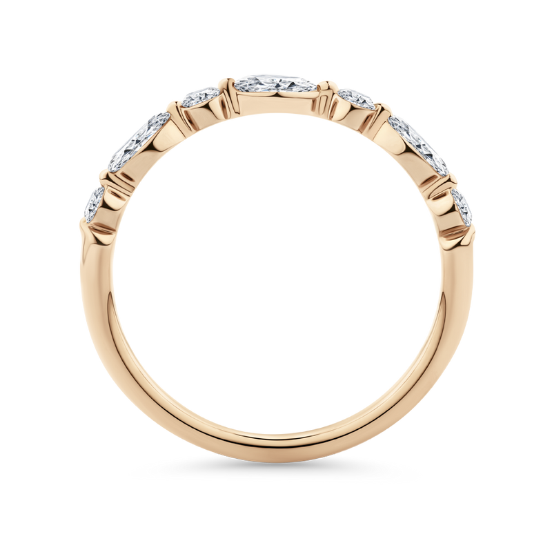 0.42 Carat Marquise and Round Brilliant Cut Diamond Wedding Ring in 18ct Rose Gold Hardy Brothers Jewellers