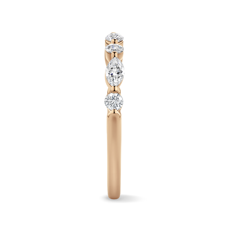 0.42 Carat Marquise and Round Brilliant Cut Diamond Wedding Ring in 18ct Rose Gold Hardy Brothers Jewellers