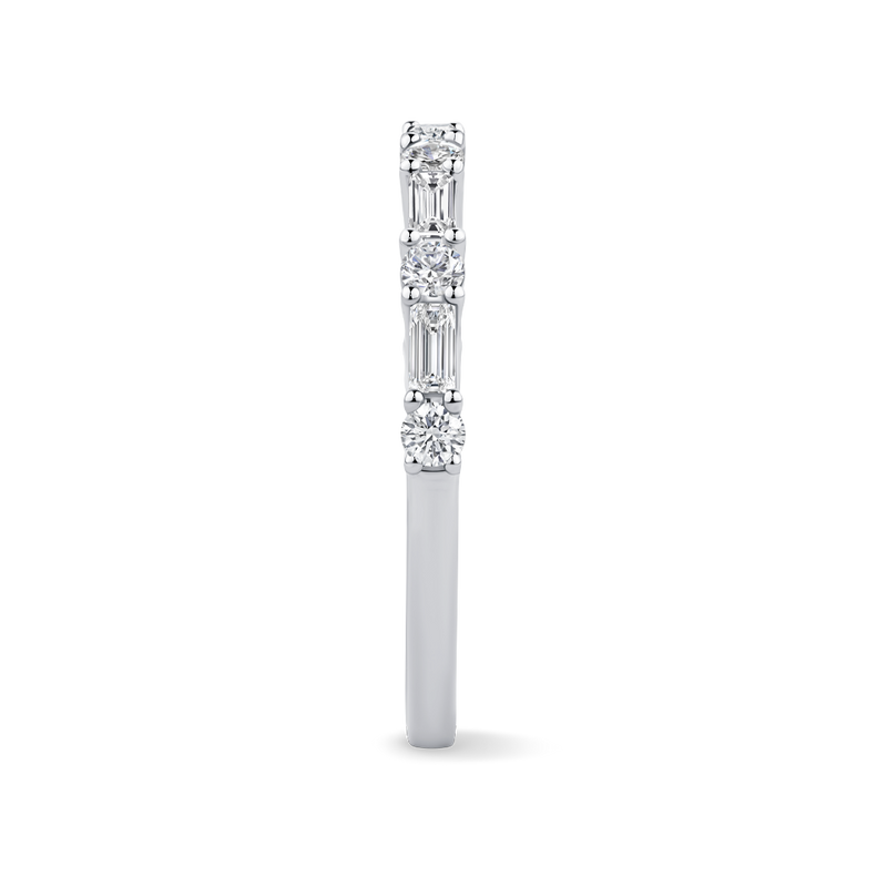 0.47 Carat Baguette and Round Brilliant Cut Diamond Wedding Ring in 18ct White Gold Hardy Brothers Jewellers