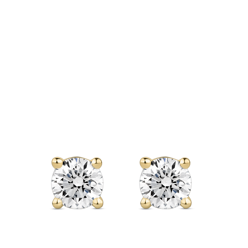 0.50 Carat Solitaire Round Brilliant Cut Diamond Stud Earrings in 18ct Yellow Gold Hardy Brothers Jewellers