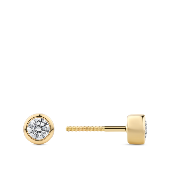 0.50 Carat Bezel Set Diamond Stud Earrings in 18ct Yellow Gold Hardy Brothers Jewellers