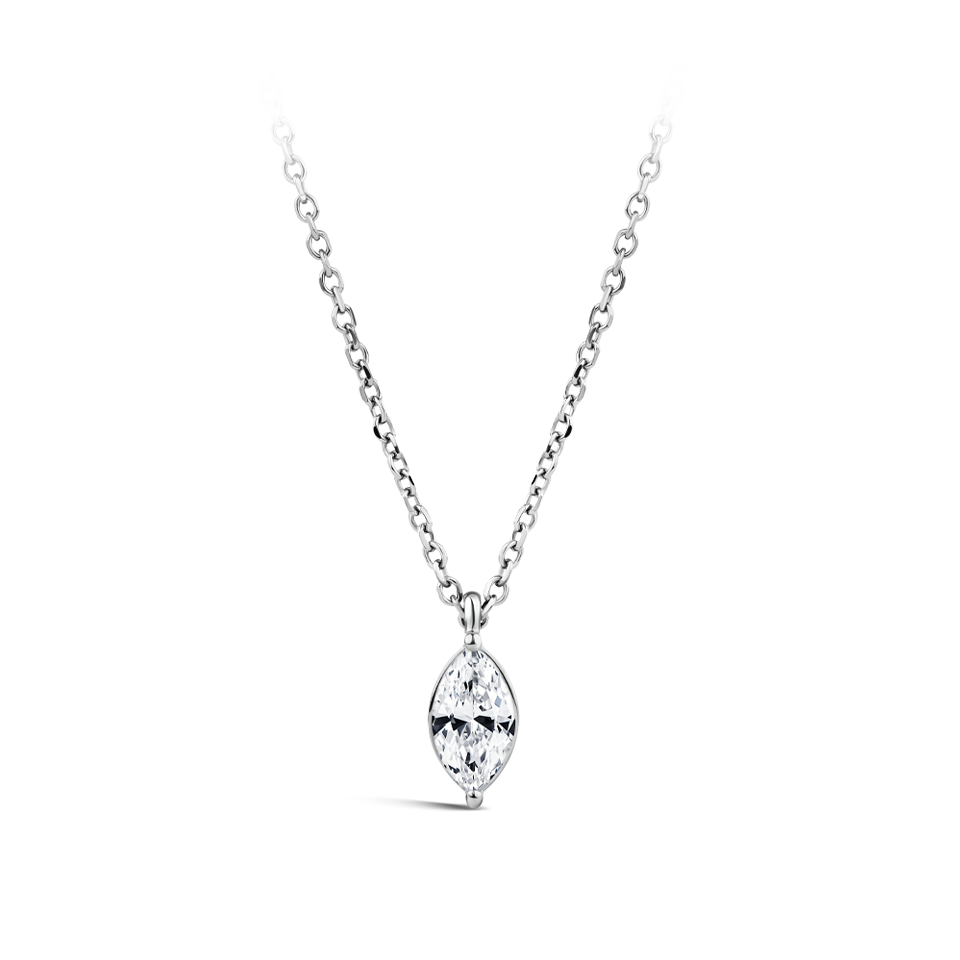 0.25 Carat Marquise Cut Diamond Pendant in 18ct White Gold Hardy Brothers Jewellers