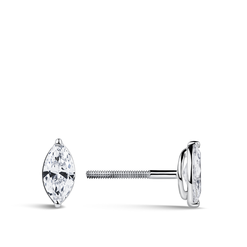 0.50 Carat Marquise Cut Diamond Stud Earrings in 18ct White Gold Hardy Brothers Jewellers