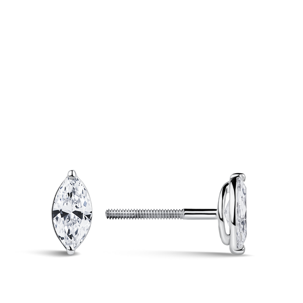 0.50 Carat Marquise Cut Diamond Stud Earrings in 18ct White Gold Hardy Brothers Jewellers