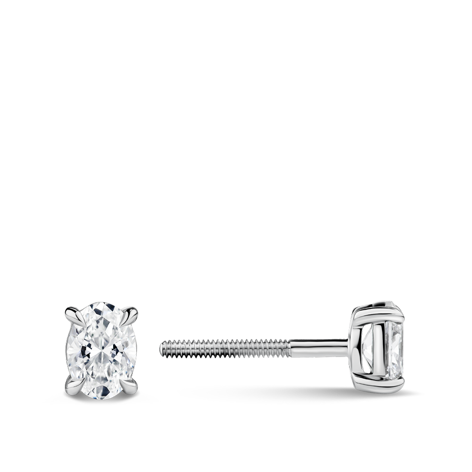 0.50 Carat Oval Cut Diamond Stud Earrings in 18ct White Gold Hardy Brothers Jewellers