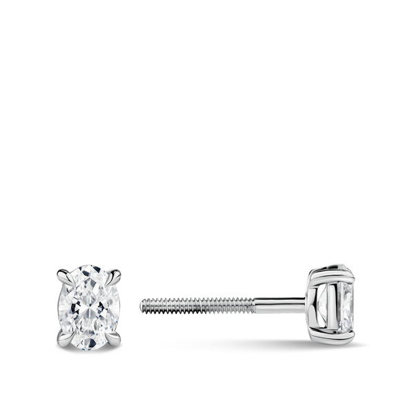 0.50 Carat Oval Cut Diamond Stud Earrings in 18ct White Gold Hardy Brothers Jewellers