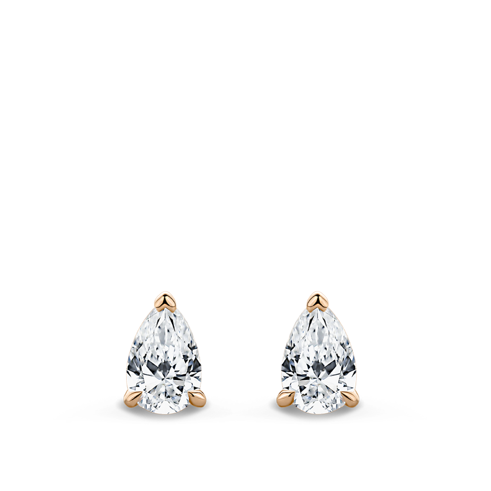 0.50 Carat Pear Cut Diamond Stud Earrings in 18ct Rose Gold Hardy Brothers Jewellers